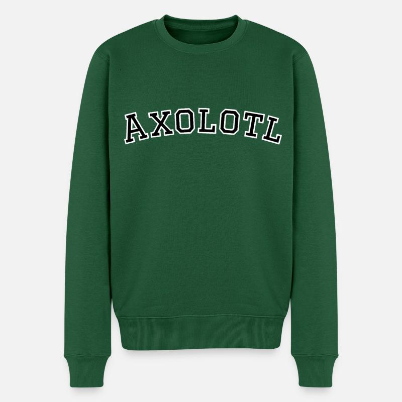 Style Collège Axolotl - Lettrage Axolotl - Pull Premium bio Homme - vert bouteille