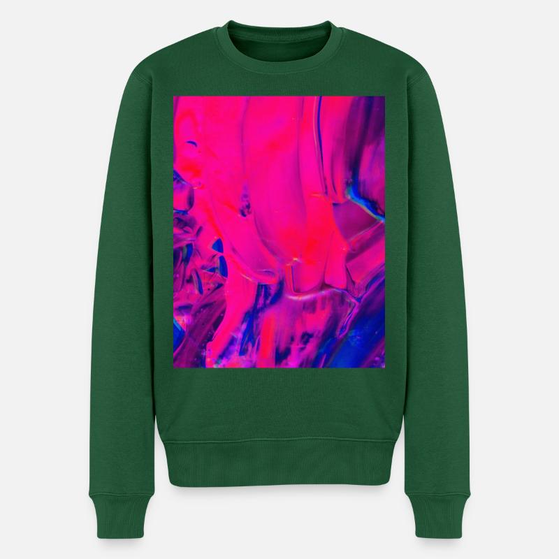 Abstraktes Pink- und Blaumeer Design - Männer Premium Bio Pullover - Flaschengrün