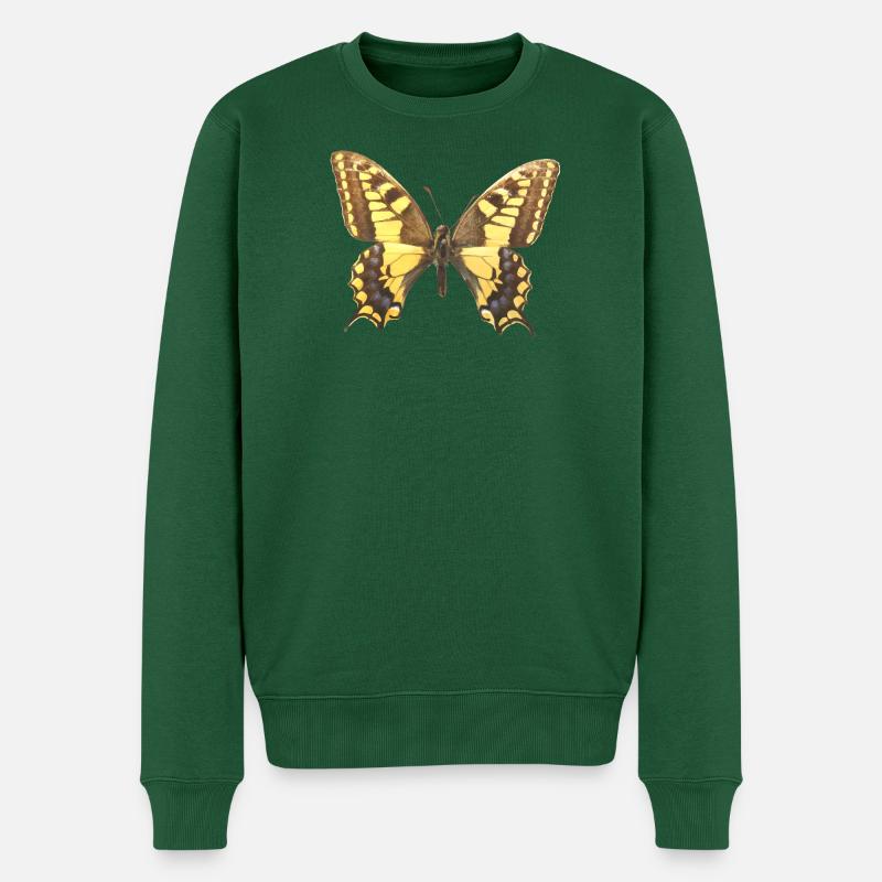Schwalbenschwanz (Papilio machaon) Schmetterling - Männer Premium Bio Pullover - Flaschengrün