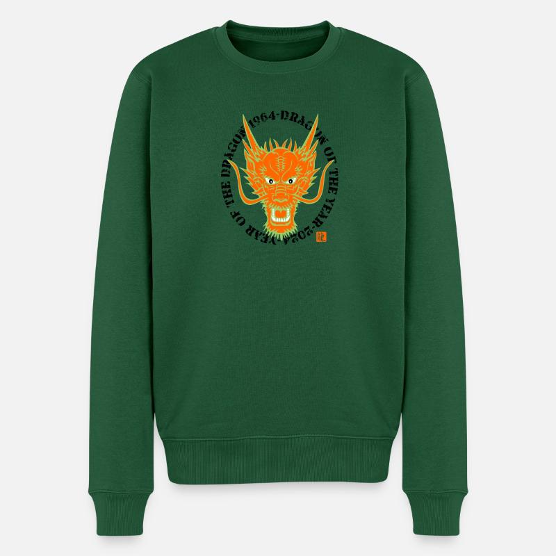 Jahr der Drachenkinder 1964-2024 - Männer Premium Bio Pullover - Flaschengrün