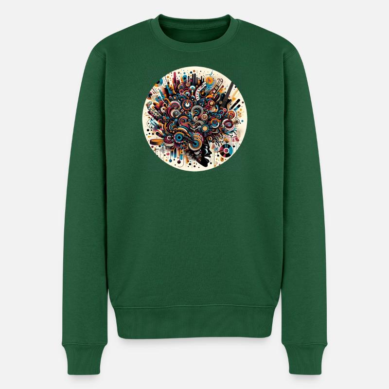 Abstrakte Musikexplosion im Afro-Stil - Männer Premium Bio Pullover - Flaschengrün