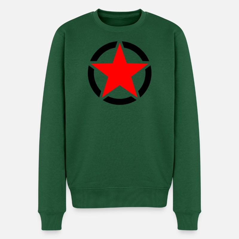 Roter Stern - Männer Premium Bio Pullover - Flaschengrün