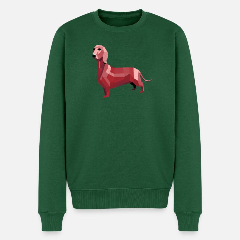 Teckel low poly rouge - Pull Premium bio Homme - vert bouteille