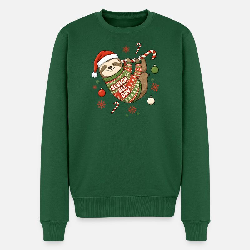 Lustiges Faultier Weihnachten - Weihnachtspullover - Männer Premium Bio Pullover - Flaschengrün