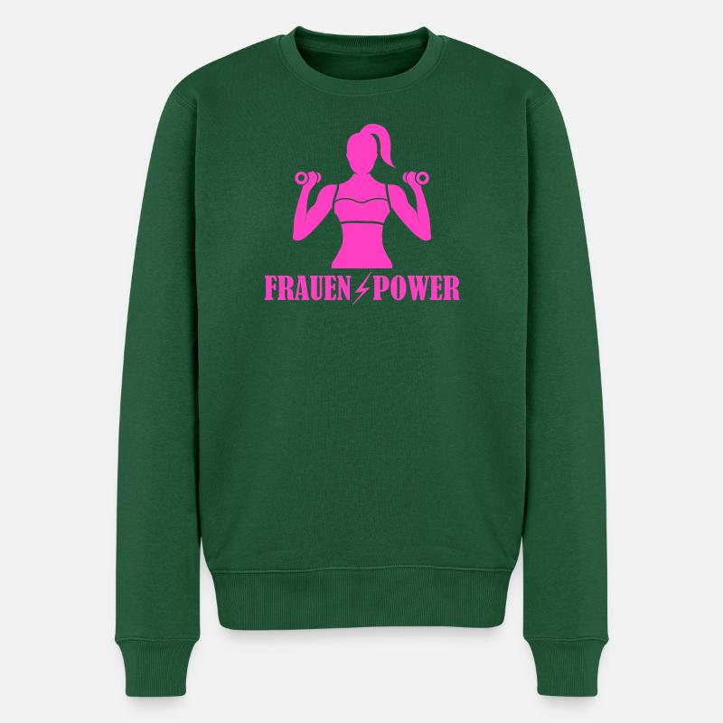 Frauenpower Krafttraining - Männer Premium Bio Pullover - Flaschengrün
