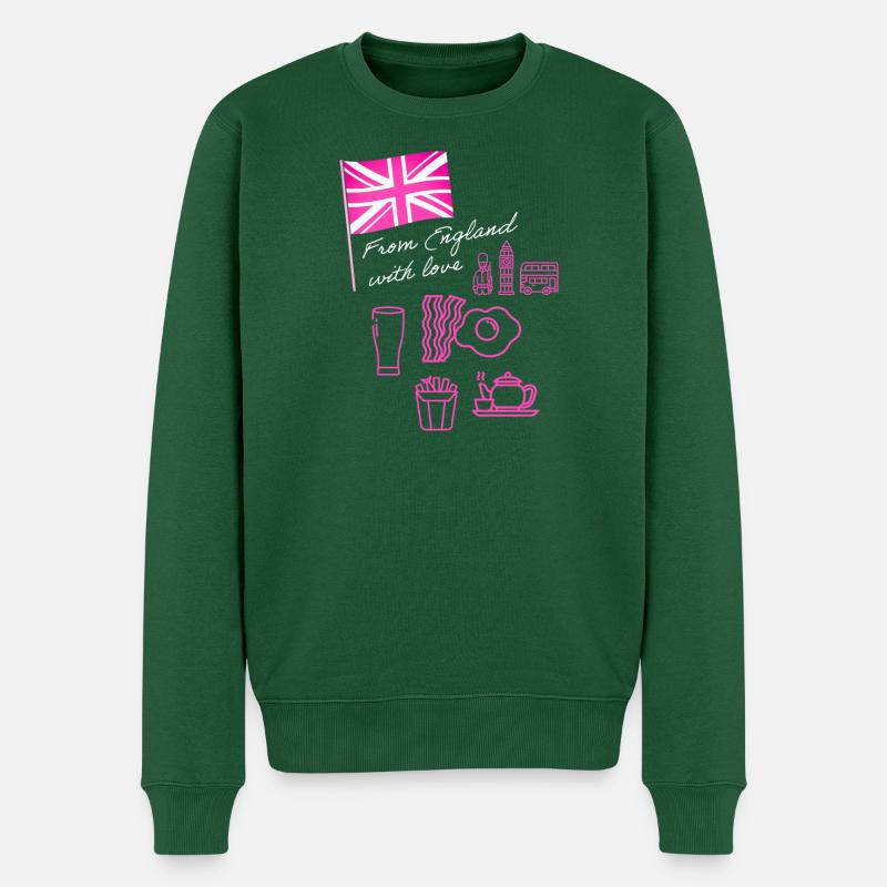 EXANGLIA (Texte rose + blanc) - Pull Premium bio Homme - vert bouteille