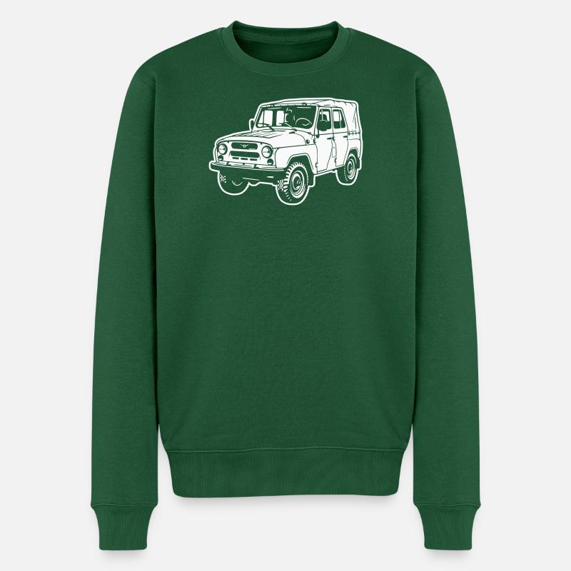UAZ Geländefahrzeug (Differenzbild) - Männer Premium Bio Pullover - Flaschengrün