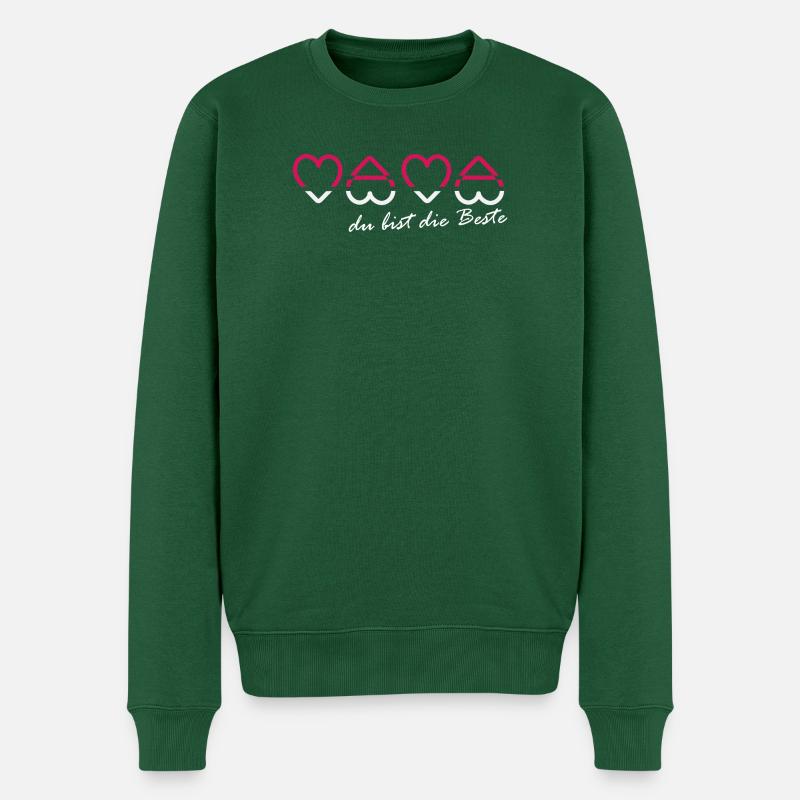 Mama Du bist die Beste Herzschrift Design - Männer Premium Bio Pullover - Flaschengrün