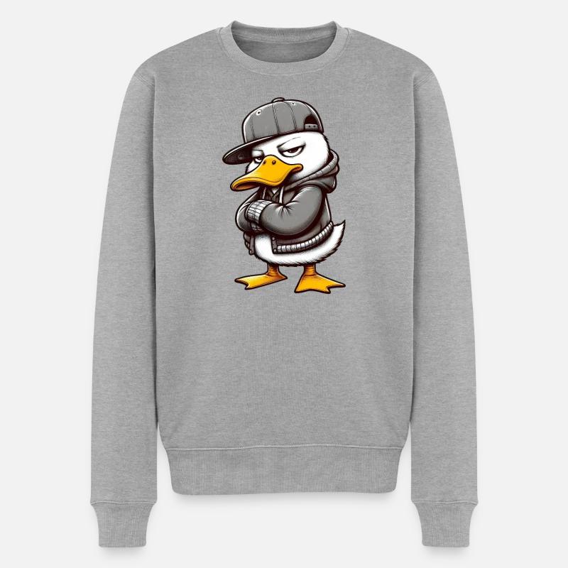 HipHop-Ente - Männer Premium Bio Pullover - Grau meliert
