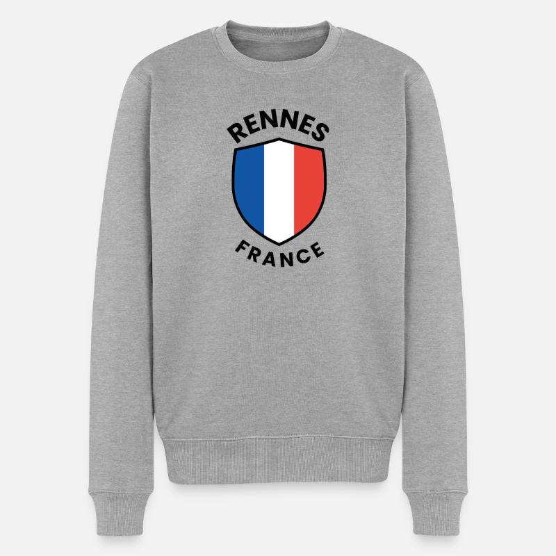 Rennes-Frankreich-Schild - Männer Premium Bio Pullover - Grau meliert