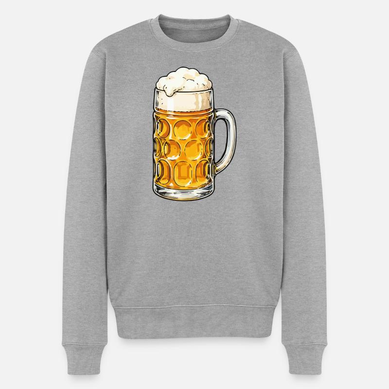 Bierkrug mit Schaum - Männer Premium Bio Pullover - Grau meliert