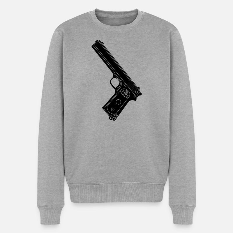 Militärpistole 38 Colt - Männer Premium Bio Pullover - Grau meliert