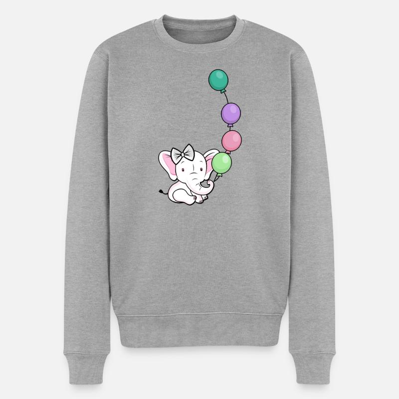 Ballonelefant mit Bogen - Männer Premium Bio Pullover - Grau meliert