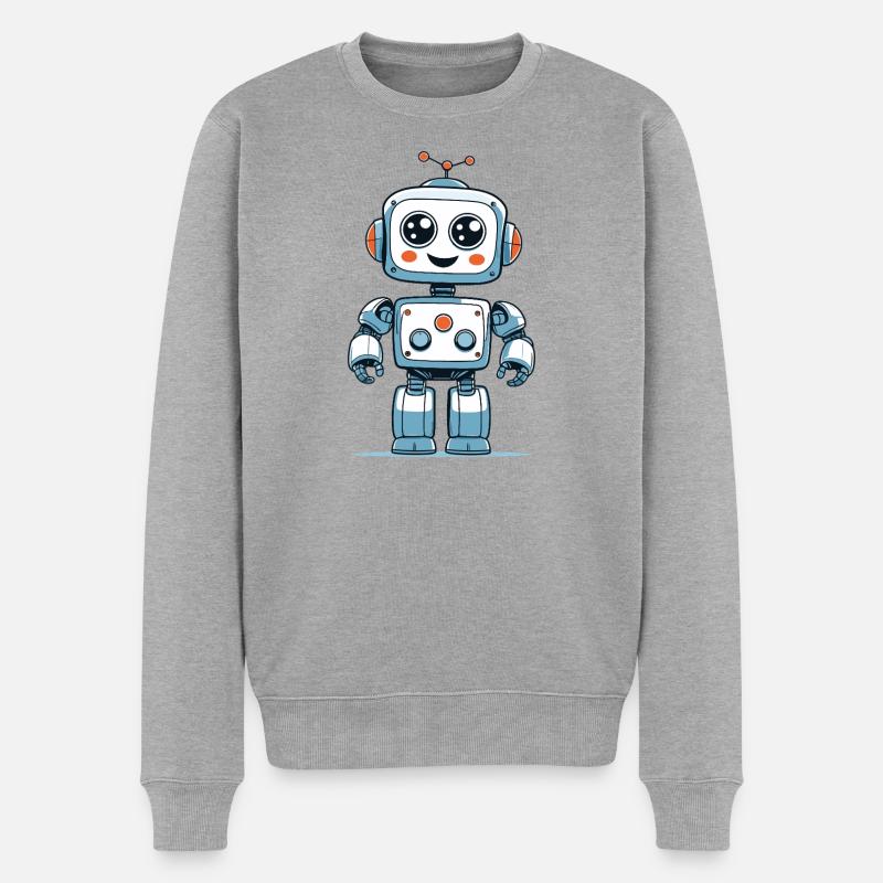 Kleiner Weltraumroboter - Männer Premium Bio Pullover - Grau meliert