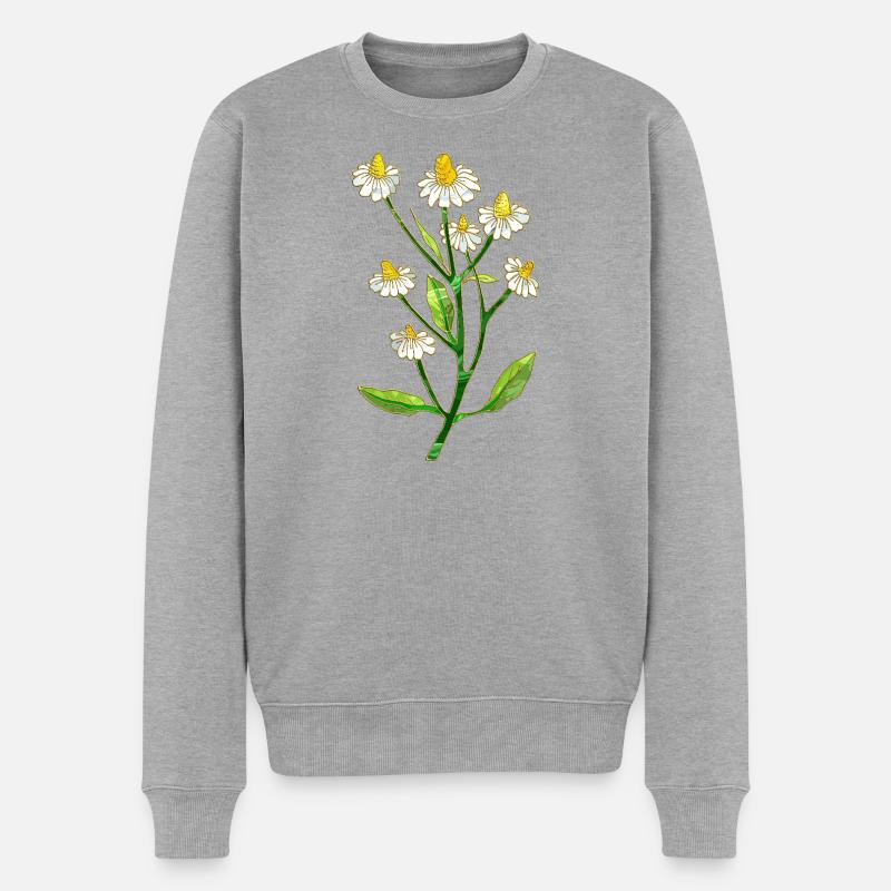 Blumen - Männer Premium Bio Pullover - Grau meliert
