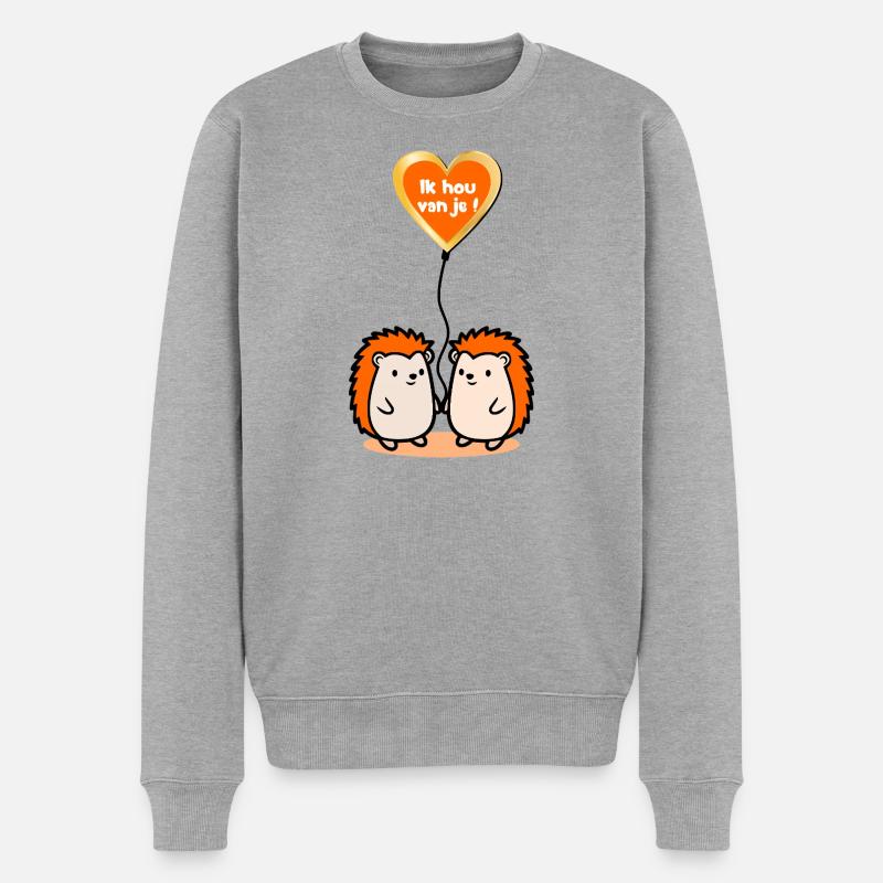 Ich liebe euch, Igel - Männer Premium Bio Pullover - Grau meliert