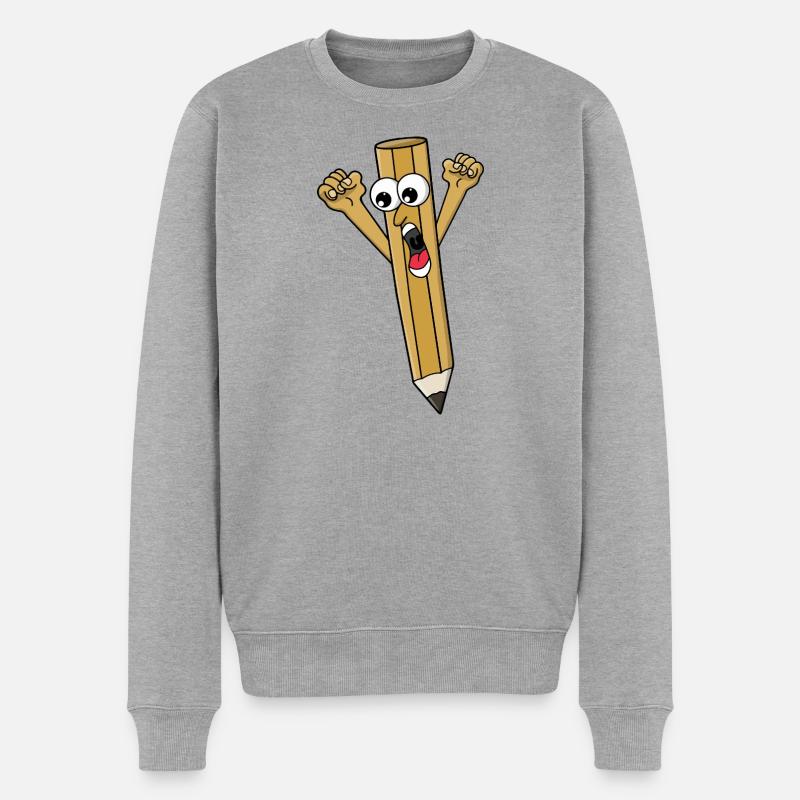 Verängstigter Bleistift - Männer Premium Bio Pullover - Grau meliert