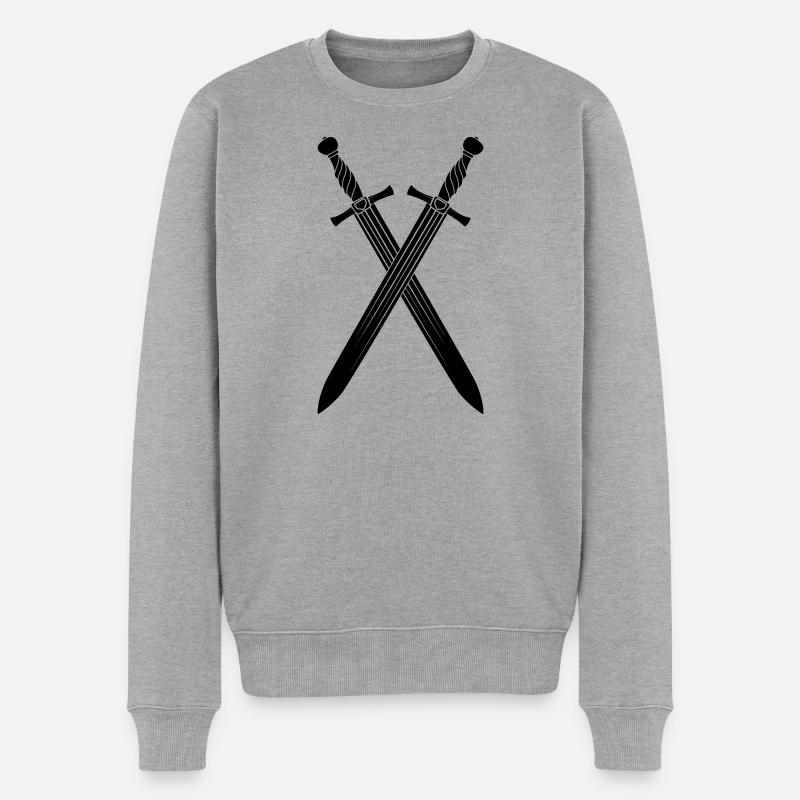 Épée deux épées croisées - Pull Premium bio Homme - gris chiné