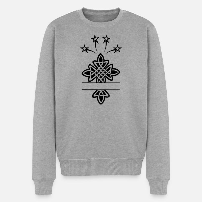 Keltisches Kreuz 16 - Männer Premium Bio Pullover - Grau meliert