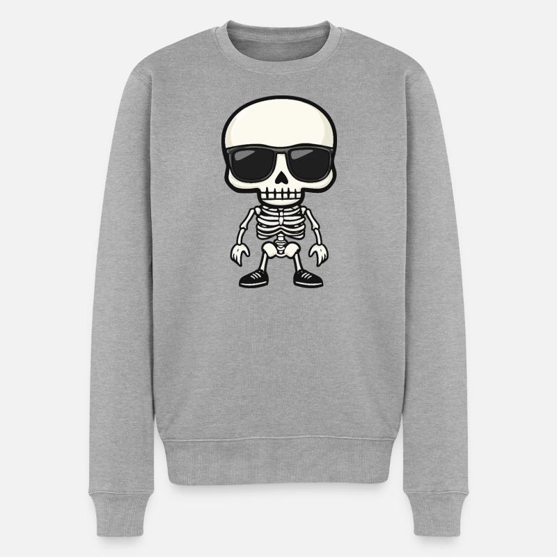 Zombie Halloween Skelett - Männer Premium Bio Pullover - Grau meliert