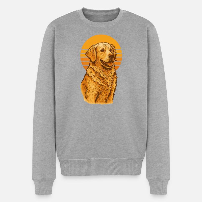 Golden Retriever Retro - Männer Premium Bio Pullover - Grau meliert