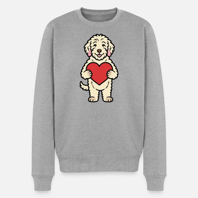 Doodle-Hund - Männer Premium Bio Pullover - Grau meliert