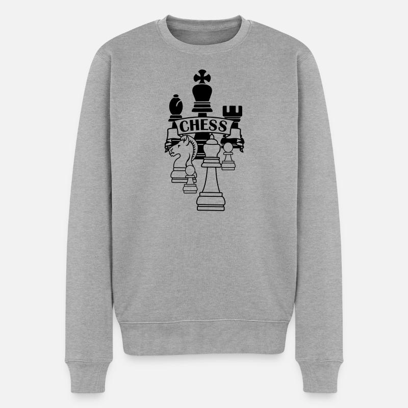 Logo des échecs - Pull Premium bio Homme - gris chiné