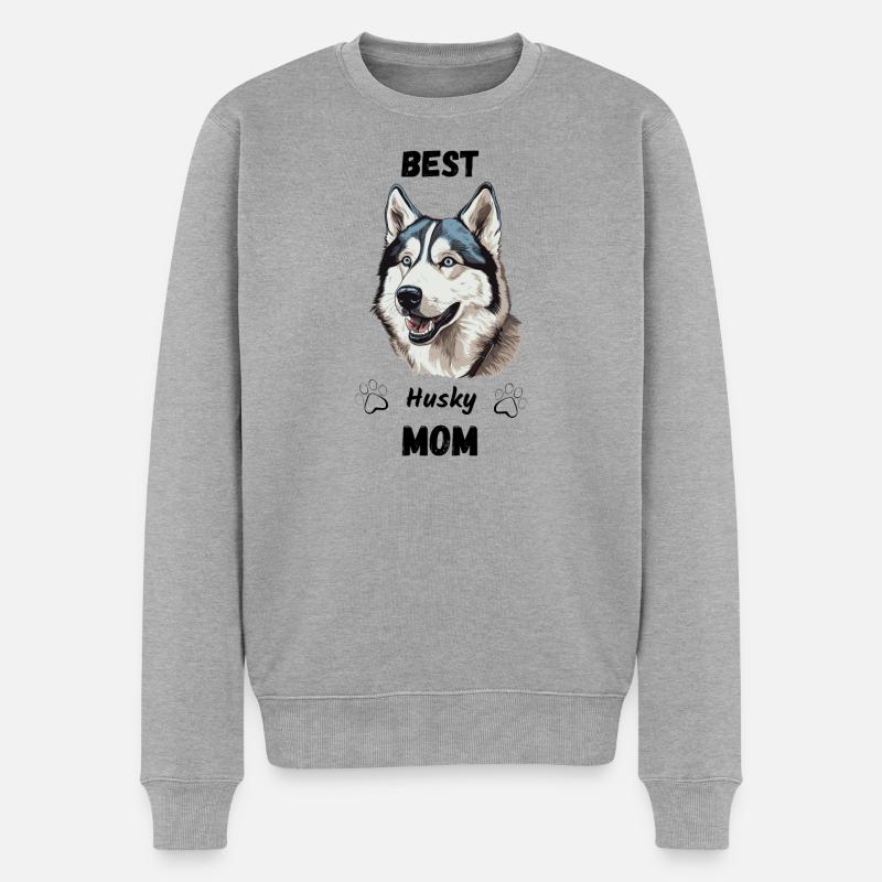 Best Husky Mom - Männer Premium Bio Pullover - Grau meliert