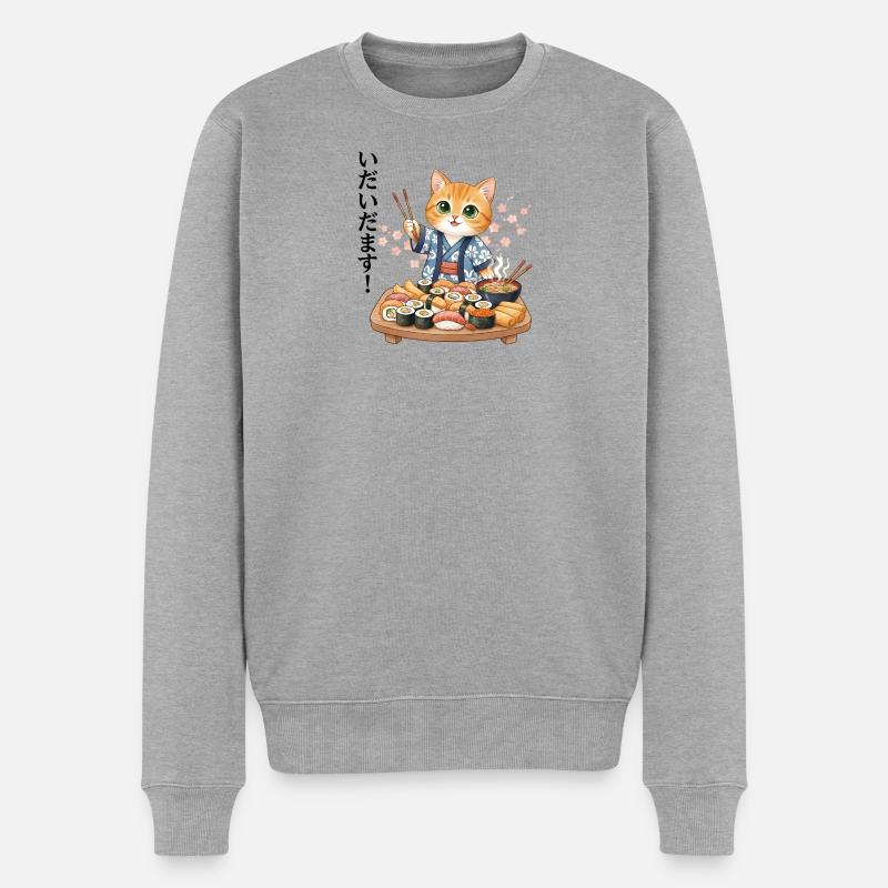 KimonoKatz Sushi Parade - Männer Premium Bio Pullover - Grau meliert