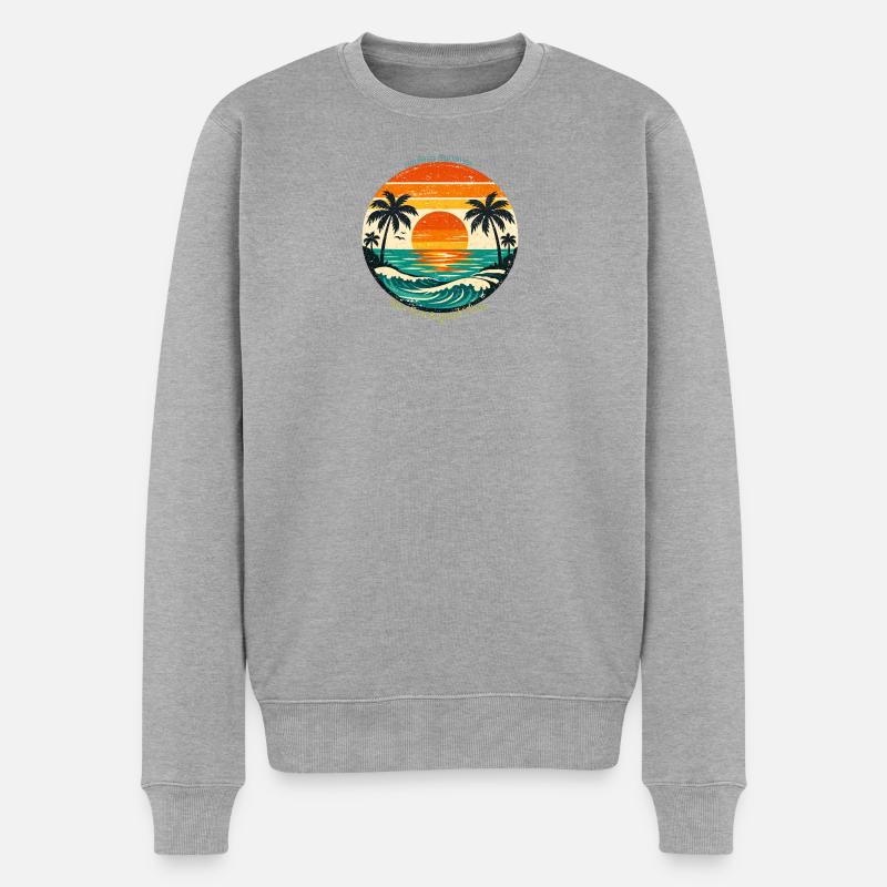 Endloser Sommer: Meer, Sonne & Vibes - Männer Premium Bio Pullover - Grau meliert