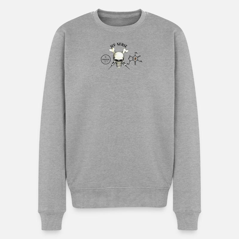 ICU Nurse Coffein - Männer Premium Bio Pullover - Grau meliert