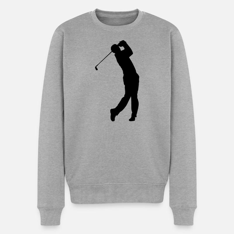 Golfer Schatten - Männer Premium Bio Pullover - Grau meliert