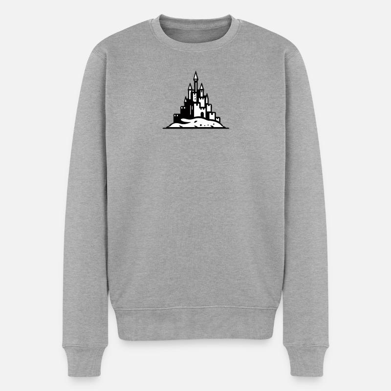 Château de sable château noir blanc - Pull Premium bio Homme - gris chiné