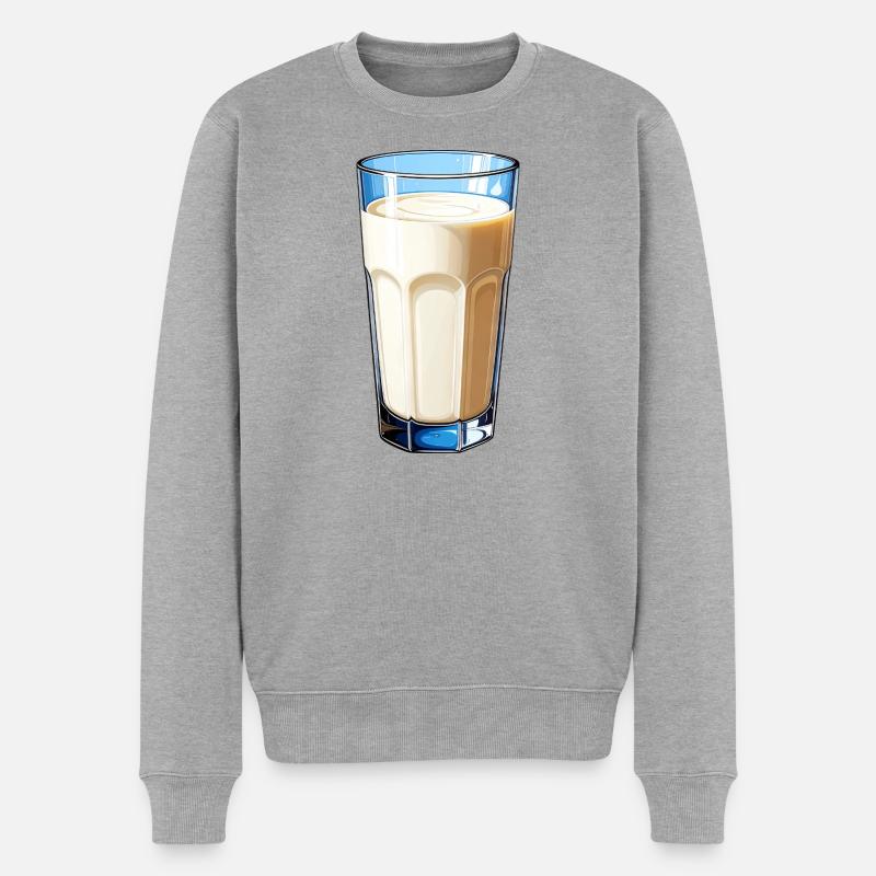 Ein Glas Milch - Männer Premium Bio Pullover - Grau meliert