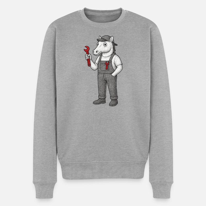 Mécanique de chevaux à clé à molette - Pull Premium bio Homme - gris chiné