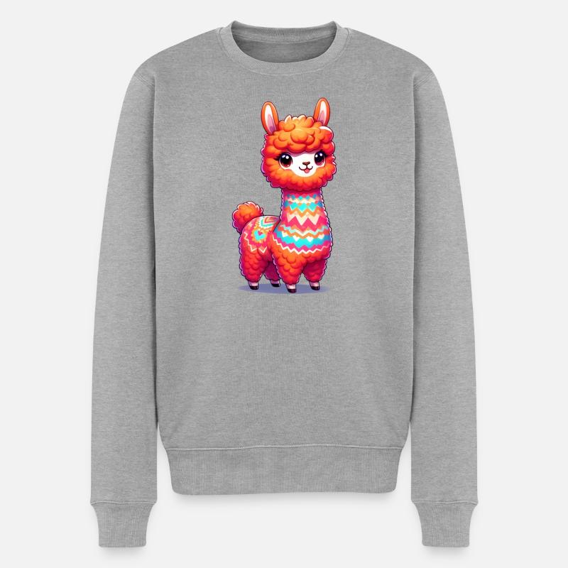 Alpaka - Männer Premium Bio Pullover - Grau meliert