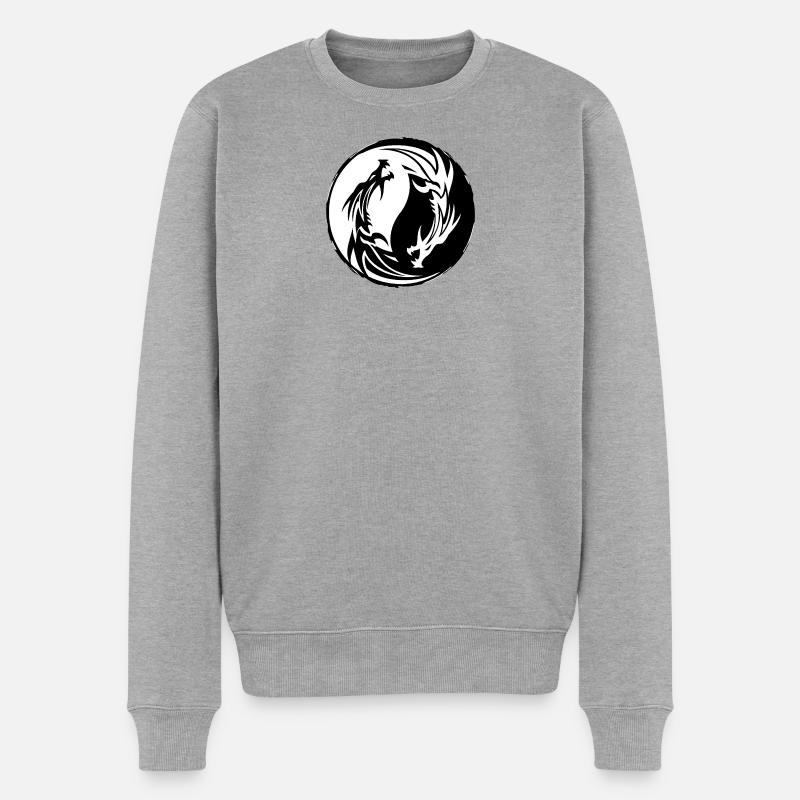 Drache Yin Yang - Männer Premium Bio Pullover - Grau meliert