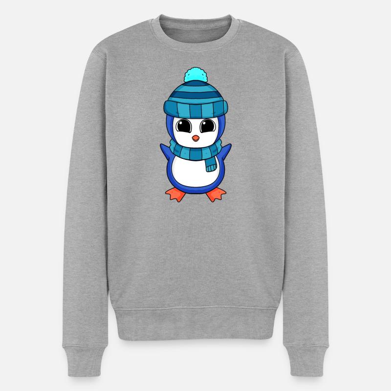 Pinguin Pinguine - Männer Premium Bio Pullover - Grau meliert