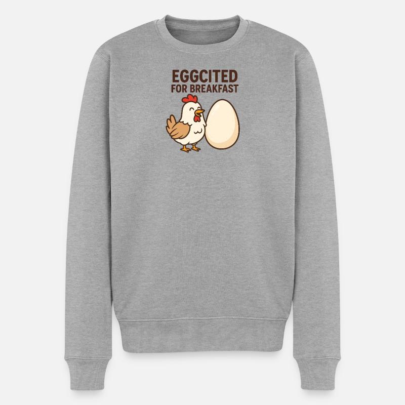 Eggcited pour le petit-déjeuner Chicken Design - Pull Premium bio Homme - gris chiné