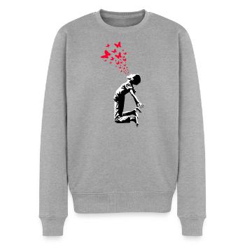 Schmetterling Junge Street Art Style - Männer Premium Bio Pullover - Grau meliert - Vorne - Thijin (182cm)