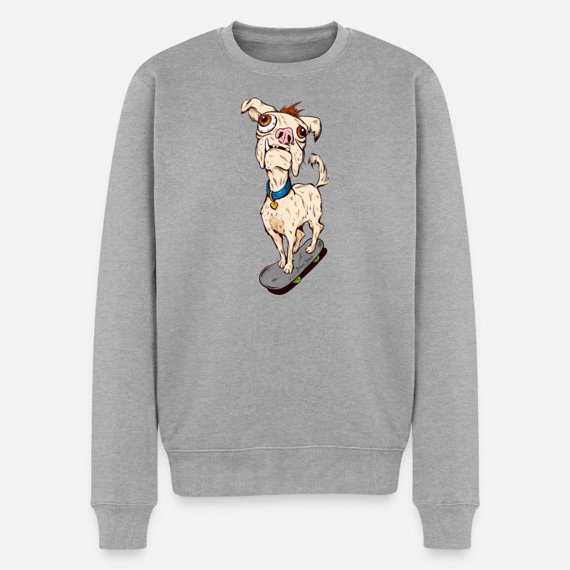 Ugly Skate Dog - Männer Premium Bio Pullover - Grau meliert