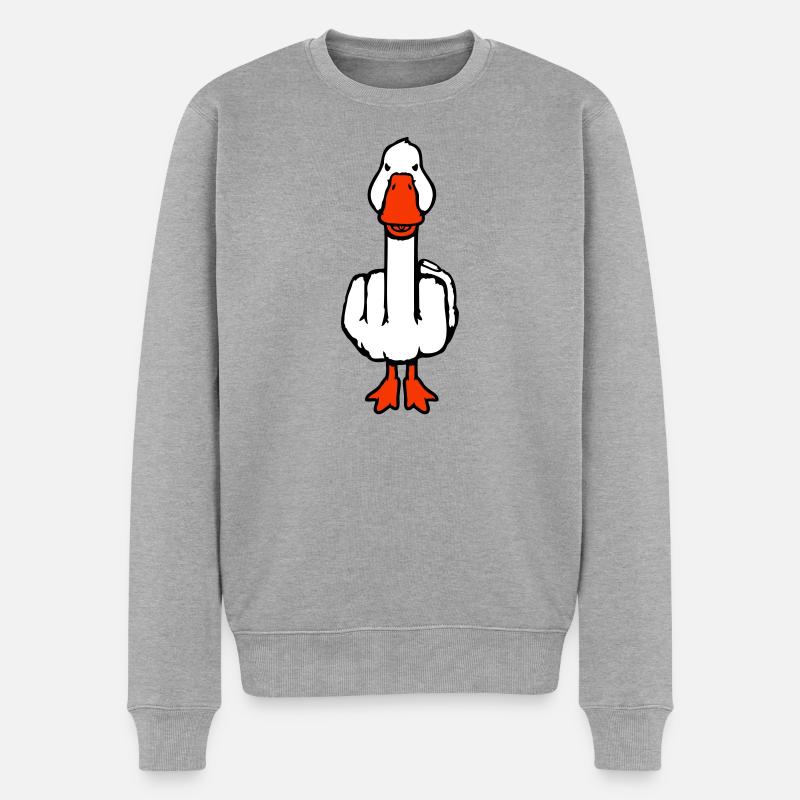 Gans Mittelfinger Rebell Sarkastisch Beleidigung - Männer Premium Bio Pullover - Grau meliert