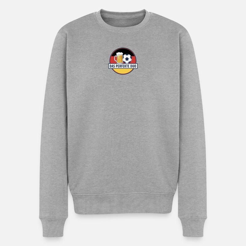 Perfektes Duo Bier und Ball - Männer Premium Bio Pullover - Grau meliert