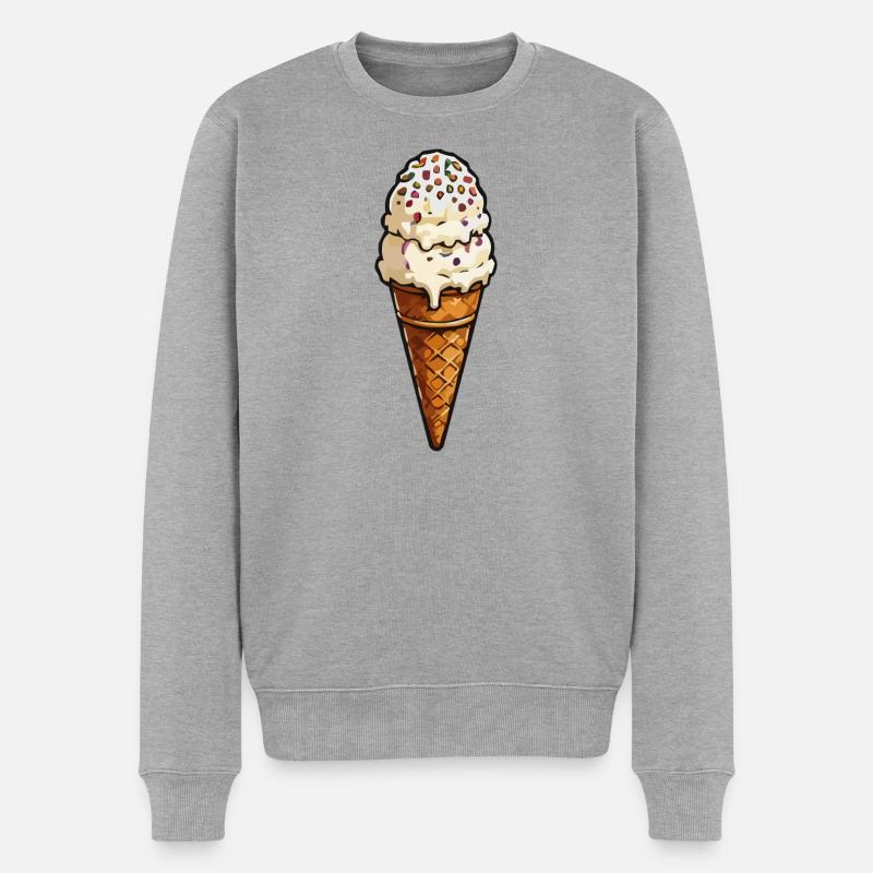 Double glace avec des vermicelles - Pull Premium bio Homme - gris chiné