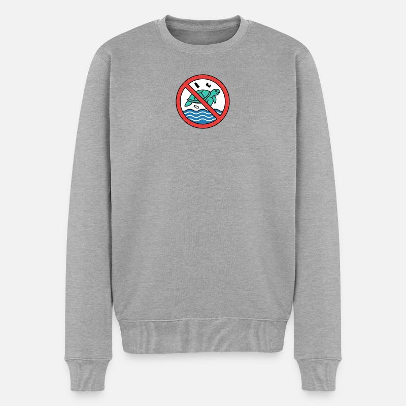 Stoppt Plastikmüll! | Rettet die Schildkröten - Männer Premium Bio Pullover - Grau meliert
