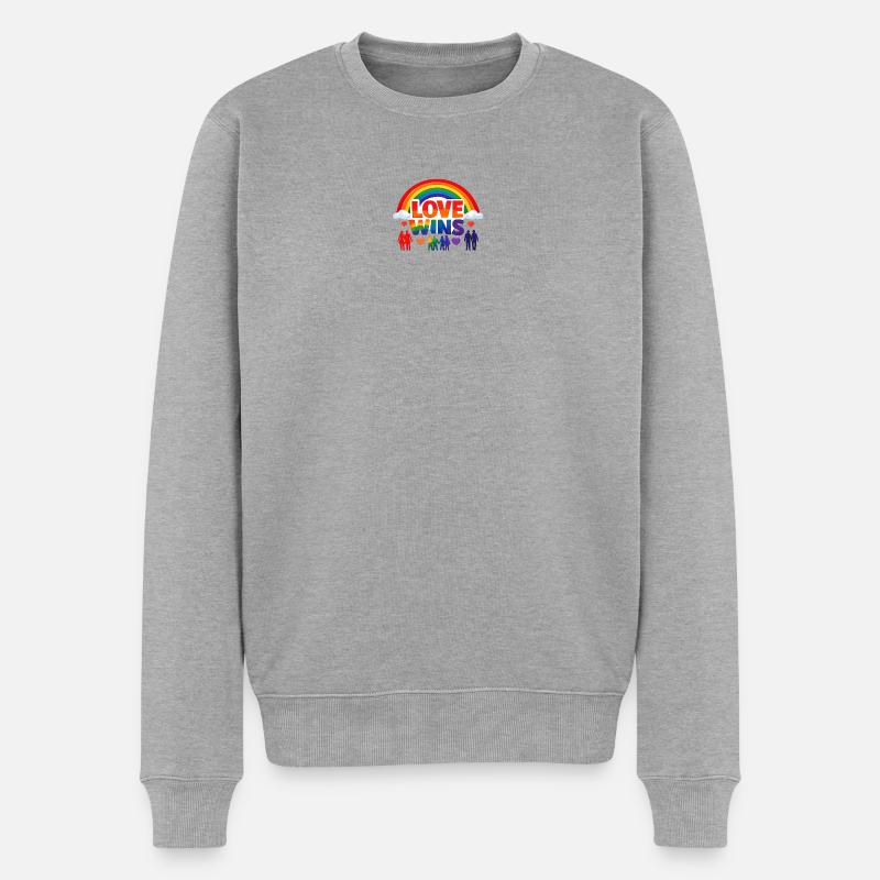 LIEBE GEWINNT Regenbogenstolz - Männer Premium Bio Pullover - Grau meliert