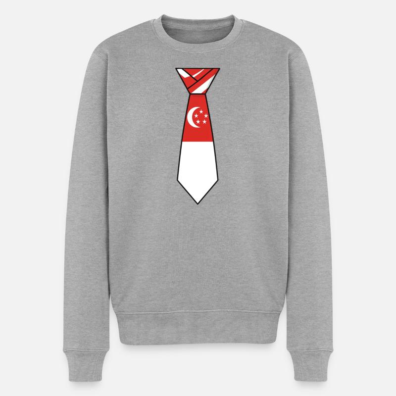 Cravate de Singapour – Conception du drapeau - Pull Premium bio Homme - gris chiné