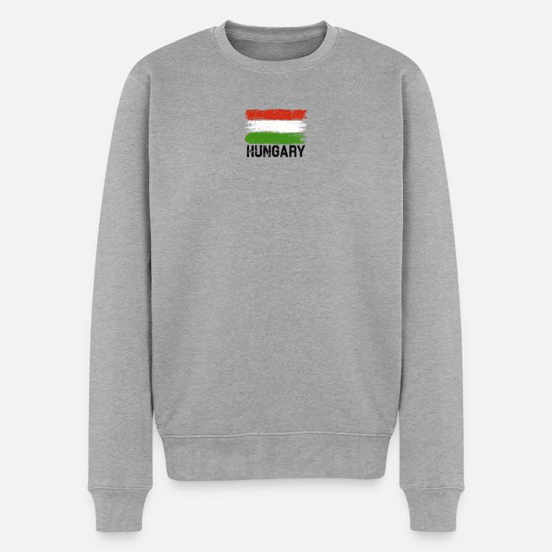 Pinselstrich der ungarischen Flagge - Männer Premium Bio Pullover - Grau meliert
