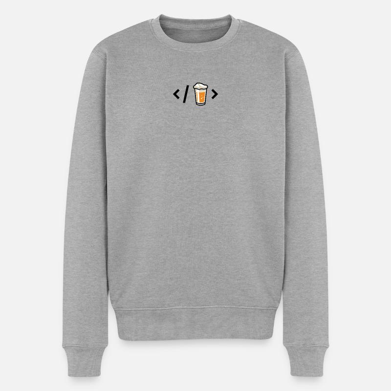 Bierglas-Ikone mit Schaum - Männer Premium Bio Pullover - Grau meliert