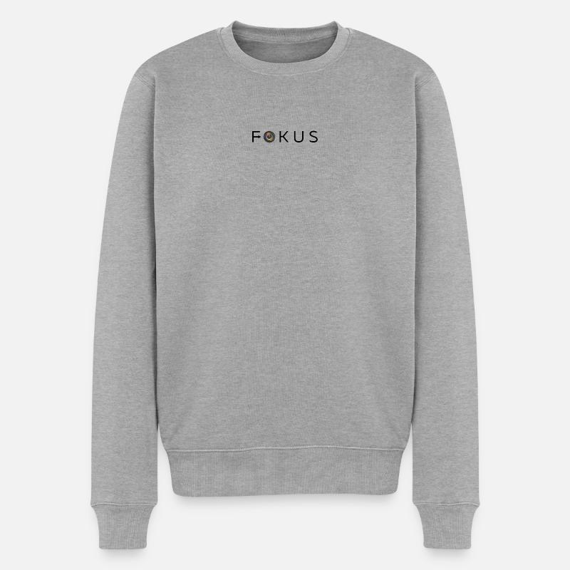 FOKUS Linse - Männer Premium Bio Pullover - Grau meliert